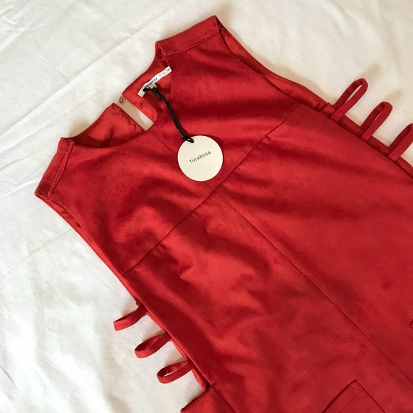 Tularosa Red faux suede dress size M red color - Picture 7 of 8